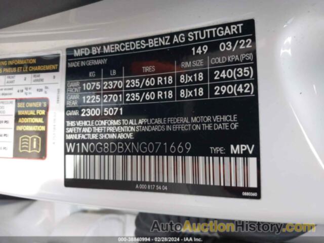 MERCEDES-BENZ GLC 300 SUV, W1N0G8DBXNG071669