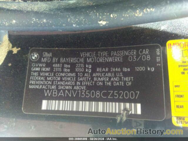 BMW 528XI, WBANV13508CZ52007