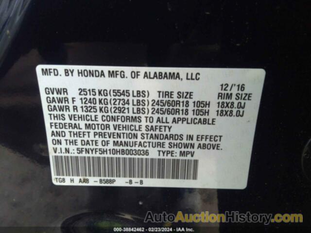 HONDA PILOT LX, 5FNYF5H10HB003036