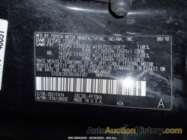 TOYOTA SIENNA BASE V6, 5TDZK3DC0BS064367