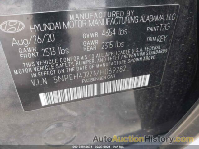 HYUNDAI SONATA LIMITED, 5NPEH4J27MH069282