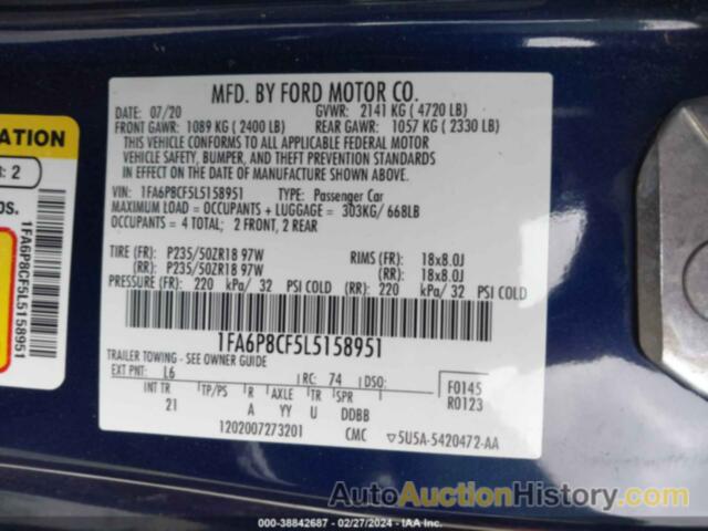 FORD MUSTANG GT, 1FA6P8CF5L5158951