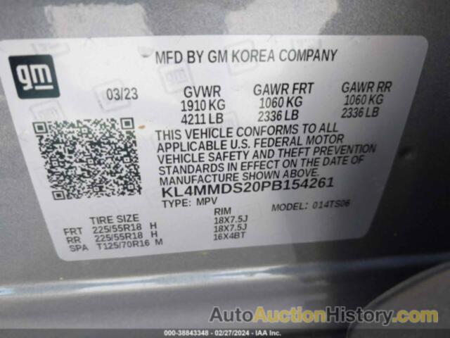 BUICK ENCORE GX SELECT FWD, KL4MMDS20PB154261