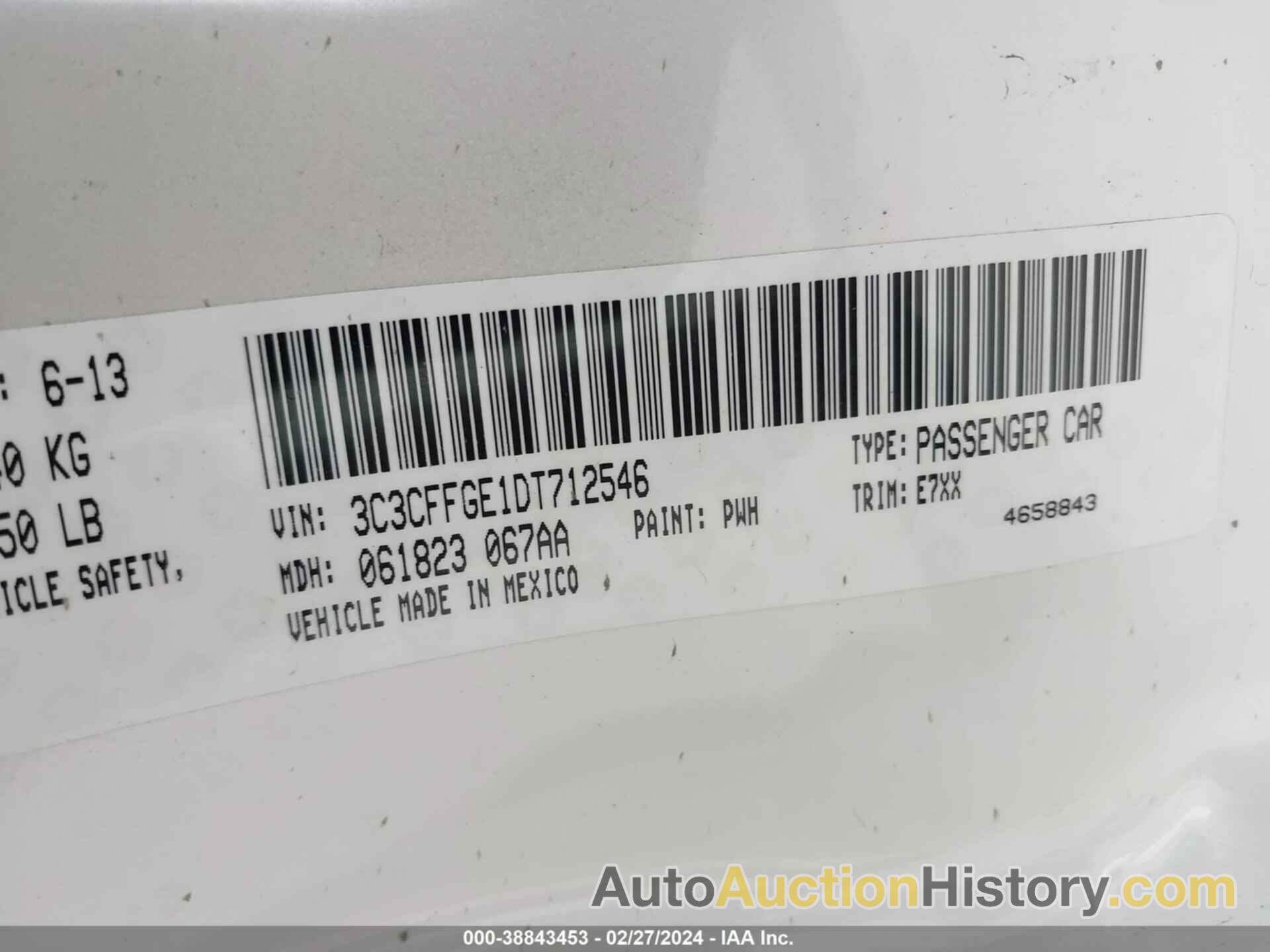 FIAT 500E BATTERY ELECTRIC, 3C3CFFGE1DT712546