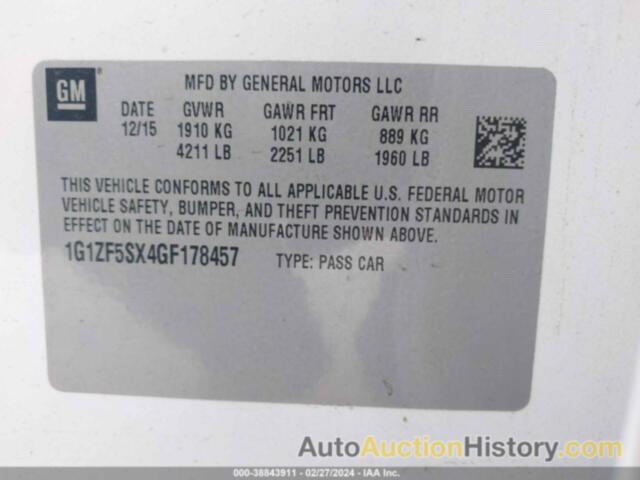 CHEVROLET MALIBU LT, 1G1ZF5SX4GF178457