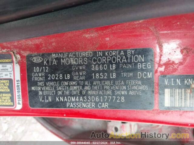 KIA RIO LX, KNADM4A33D6177728