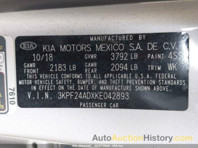 KIA FORTE LXS, 3KPF24ADXKE042893