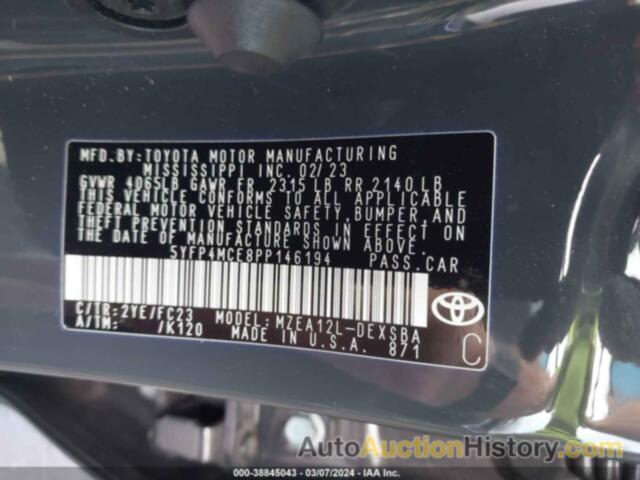 TOYOTA COROLLA SE, 5YFP4MCE8PP146194