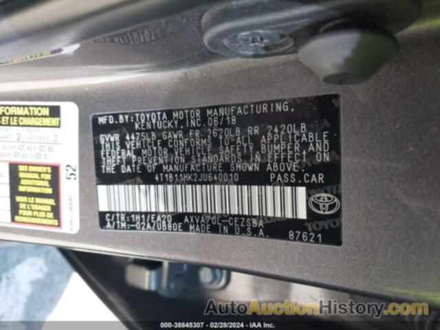 TOYOTA CAMRY SE, 4T1B11HK2JU640010