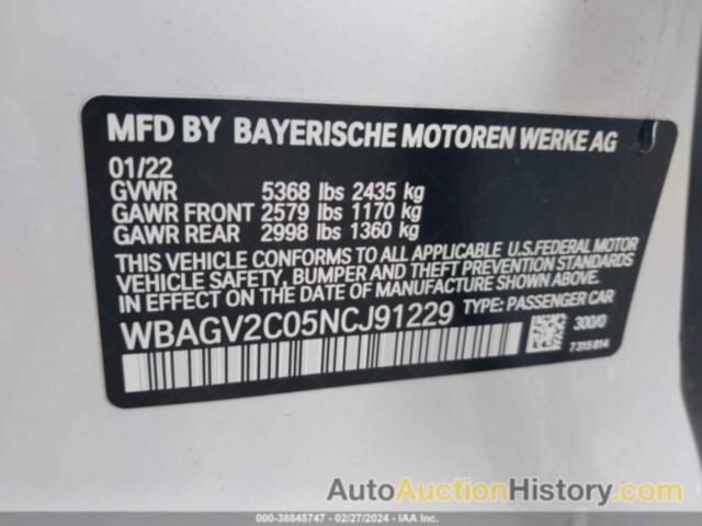 BMW 840 GRAN COUPE I, WBAGV2C05NCJ91229
