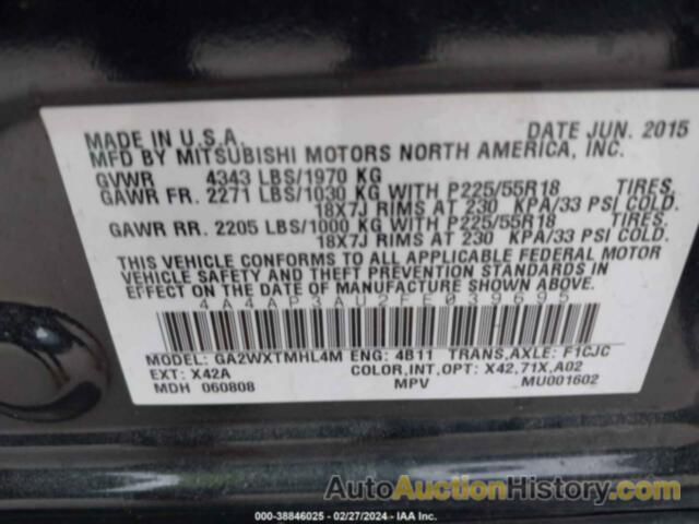 MITSUBISHI OUTLANDER SPORT ES, 4A4AP3AU2FE039695