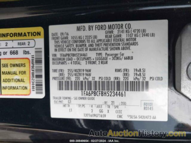 FORD MUSTANG GT, 1FA6P8CF8H5234461