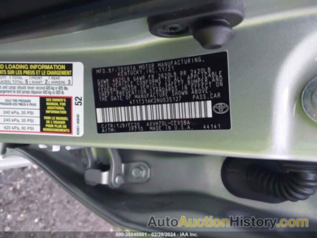 TOYOTA CAMRY NIGHTSHADE EDITION HYBRID, 4T1T31AK2NU035127