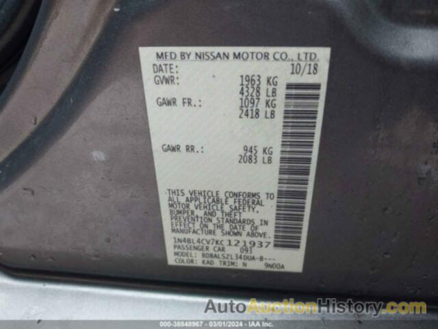 NISSAN ALTIMA 2.5 SR, 1N4BL4CV7KC121937