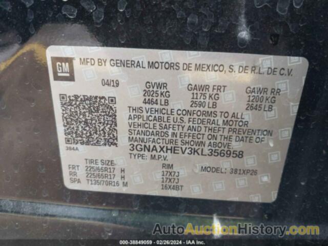 CHEVROLET EQUINOX LS, 3GNAXHEV3KL356958