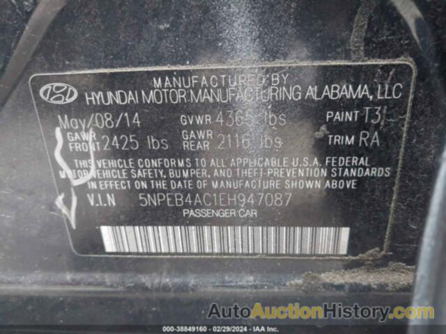 HYUNDAI SONATA GLS, 5NPEB4AC1EH947087