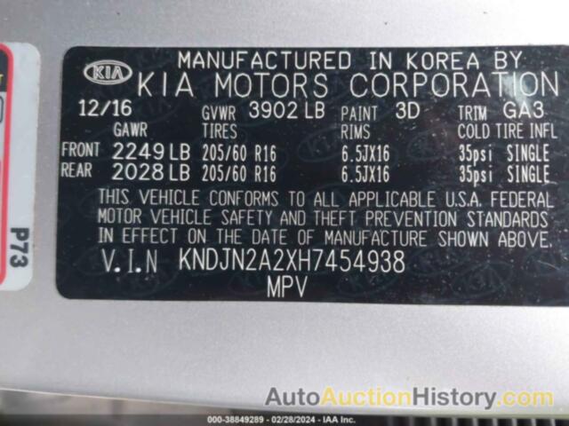 KIA SOUL, KNDJN2A2XH7454938