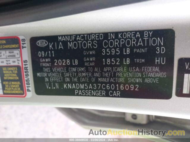 KIA RIO5 LX, KNADM5A37C6016092