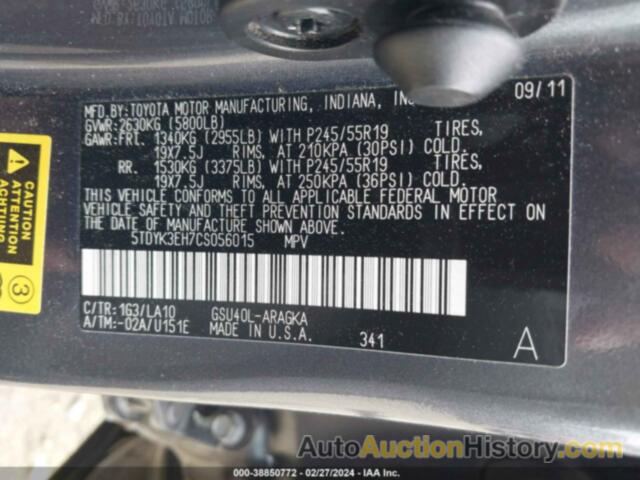 TOYOTA HIGHLANDER LIMITED V6, 5TDYK3EH7CS056015