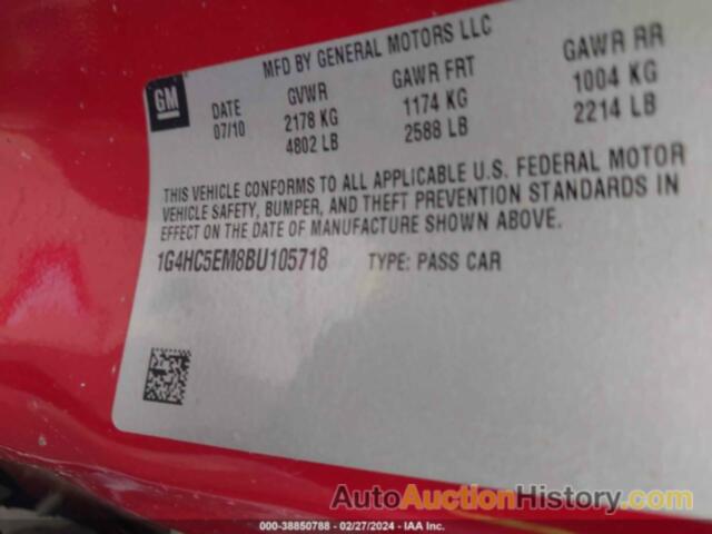 BUICK LUCERNE CXL, 1G4HC5EM8BU105718