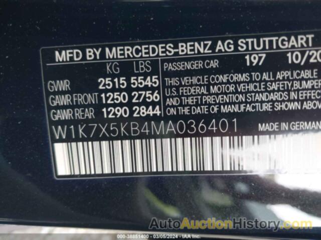 MERCEDES-BENZ AMG GT 43 4-DOOR COUPE 43, W1K7X5KB4MA036401