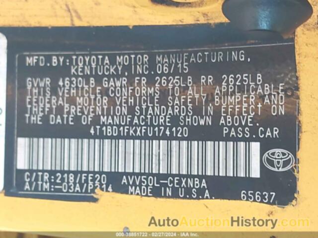 TOYOTA CAMRY HYBRID LE, 4T1BD1FKXFU174120