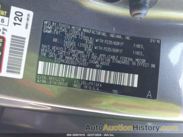 TOYOTA SIENNA XLE/LIMITED, 5TDYK3DC8GS704957