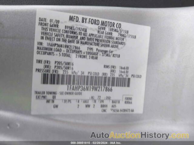 FORD FOCUS SES, 1FAHP36N19W217866