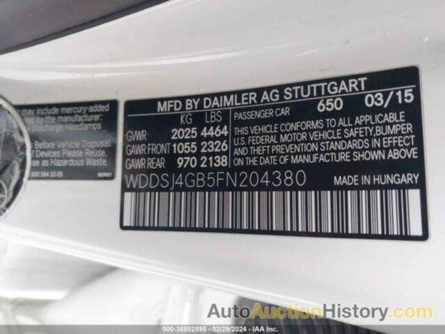 MERCEDES-BENZ CLA 250 4MATIC, WDDSJ4GB5FN204380