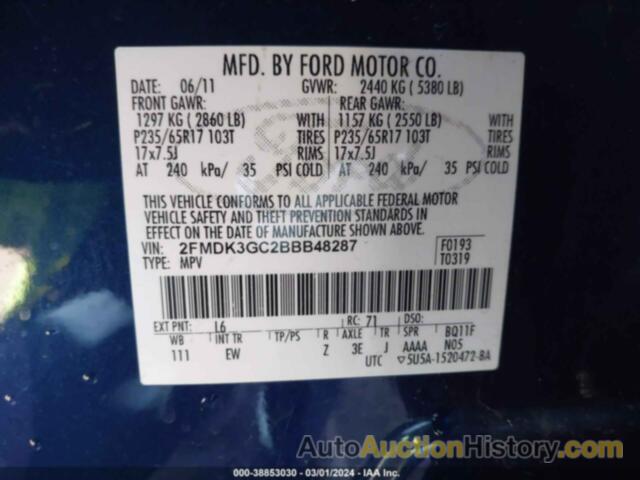 FORD EDGE SE, 2FMDK3GC2BBB48287