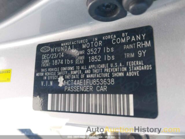 HYUNDAI ACCENT GLS, KMHCT4AE1FU853638