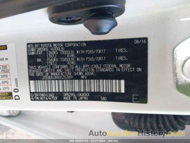 TOYOTA 4RUNNER SR5 PREMIUM, JTEBU5JR4G5353891