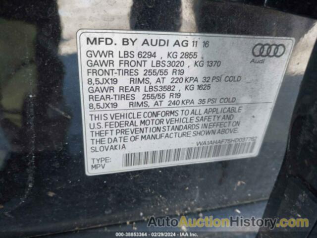 AUDI Q7 2.0T PREMIUM, WA1AHAF75HD037762