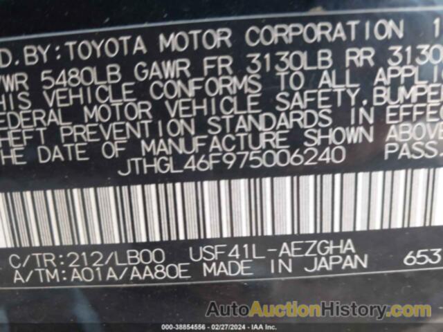 LEXUS LS 460 L, JTHGL46F975006240