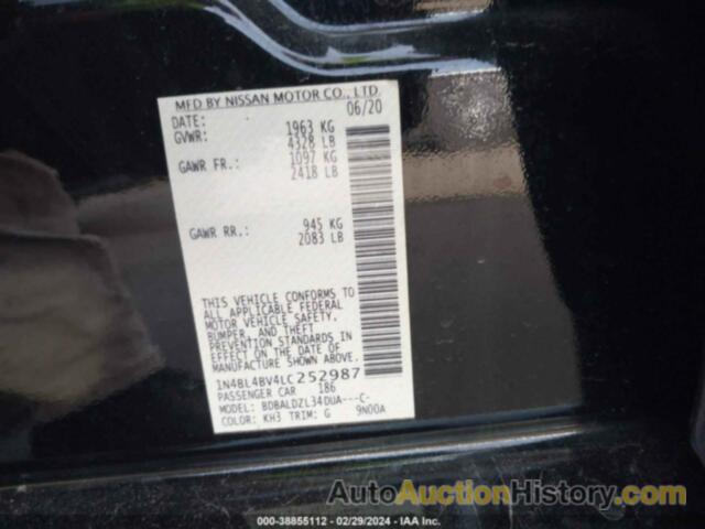 NISSAN ALTIMA S FWD, 1N4BL4BV4LC252987