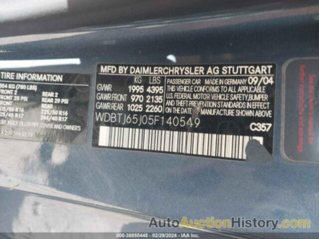 MERCEDES-BENZ CLK 320, WDBTJ65J05F140549