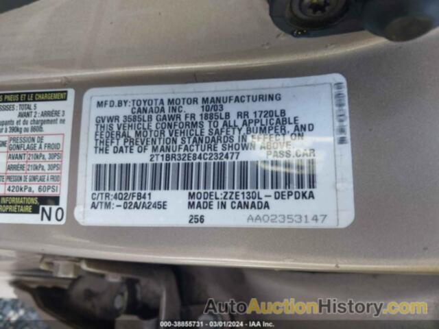 TOYOTA COROLLA CE, 2T1BR32E84C232477