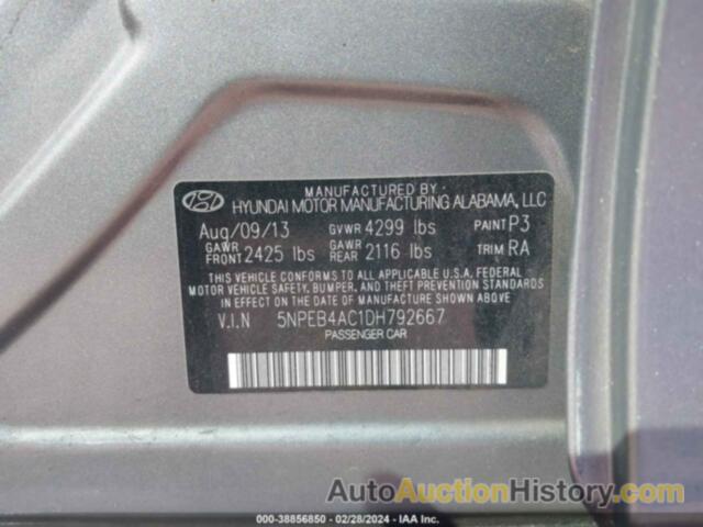 HYUNDAI SONATA GLS, 5NPEB4AC1DH792667