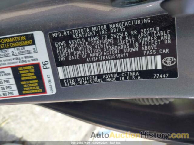 TOYOTA CAMRY LE, 4T1BF1FK4GU518911