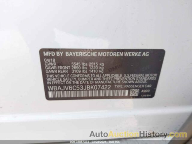 BMW 640I GRAN TURISMO XDRIVE, WBAJV6C53JBK07422