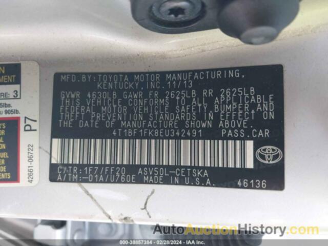 TOYOTA CAMRY SE, 4T1BF1FK8EU342491