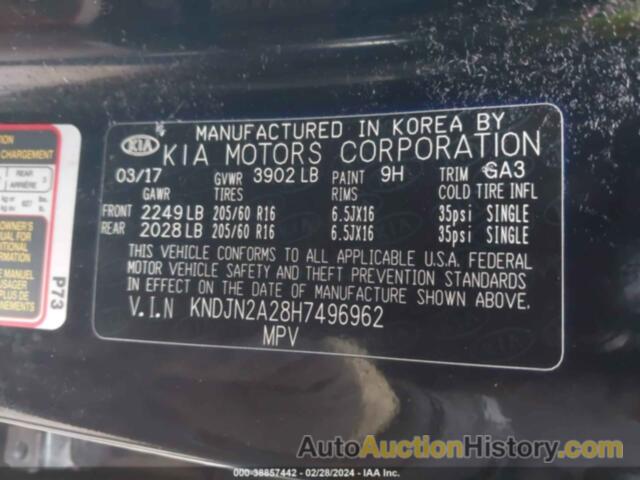 KIA SOUL, KNDJN2A28H7496962