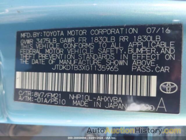 TOYOTA PRIUS C TWO, JTDKDTB3XG1135965