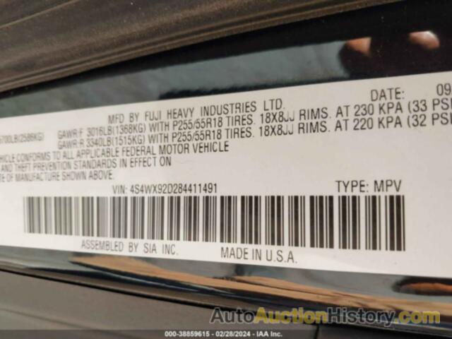 SUBARU TRIBECA LIMITED 5-PASSENGER, 4S4WX92D284411491