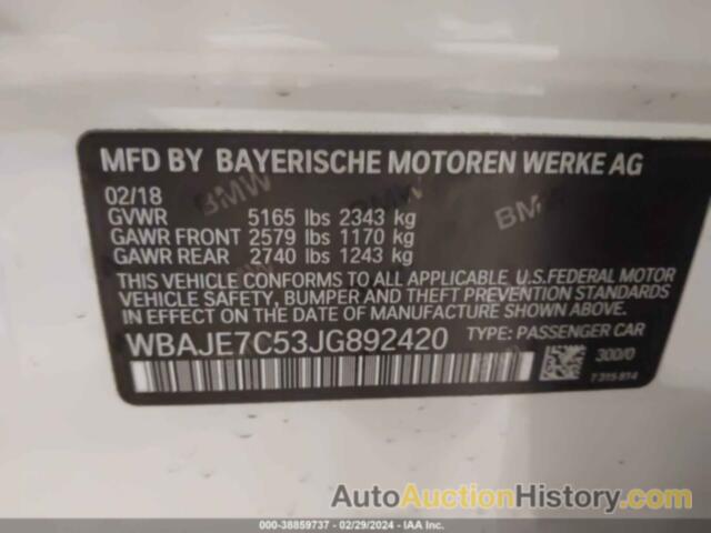 BMW 540I XDRIVE, WBAJE7C53JG892420