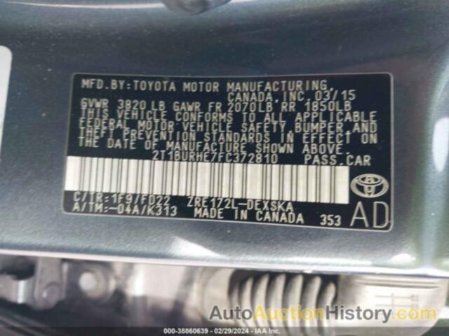 TOYOTA COROLLA S PLUS, 2T1BURHE7FC372810