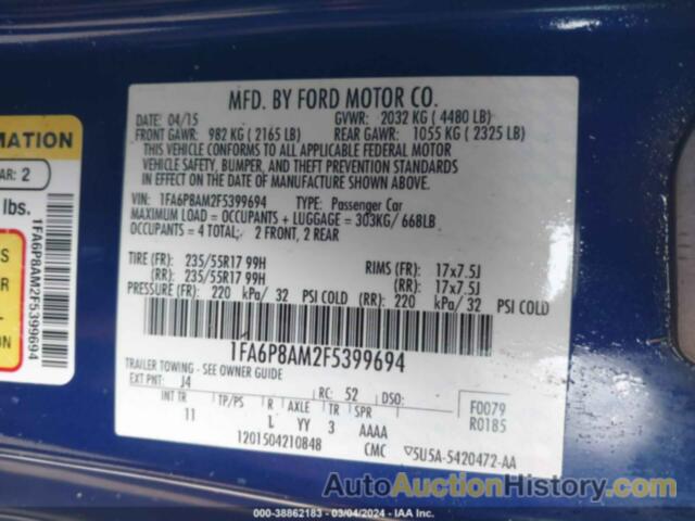 FORD MUSTANG, 1FA6P8AM2F5399694