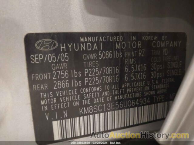 HYUNDAI SANTA FE GLS/LIMITED, KM8SC13E56U064934