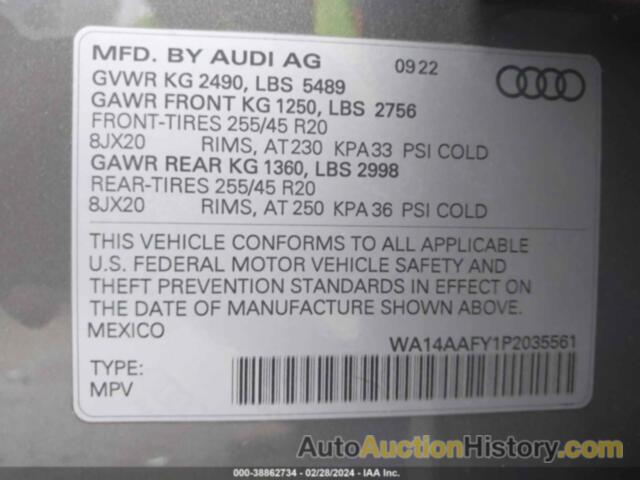 AUDI Q5 SPORTBACK PREMIUM 45 TFSI S LINE QUATTRO S TRONIC, WA14AAFY1P2035561