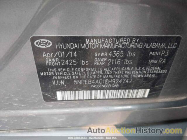 HYUNDAI SONATA GLS, 5NPEB4AC1EH924747